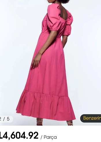 Pembe Uzun Drapeli Bohem Kadın Elbise - Görsel 2