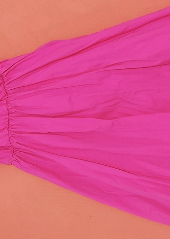 Pembe Uzun Drapeli Bohem Kadın Elbise - Görsel 7