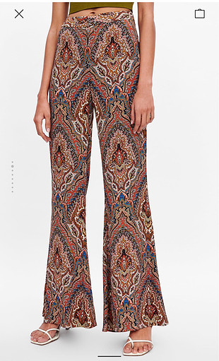 Zara İspanyol paça desenli pantolon