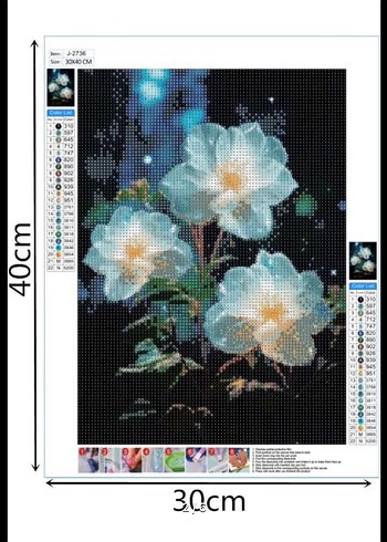 Çiçek Temalı 30x40 cm Puzzle elmas taşlı