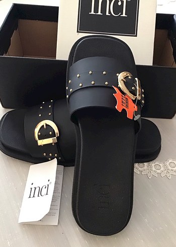 İnci Siyah Tokalı Kadın Terlik deri - Görsel 6