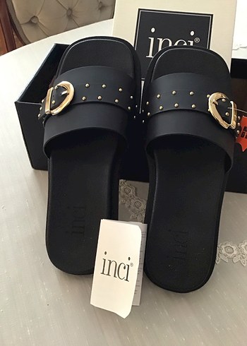 İnci Siyah Tokalı Kadın Terlik deri - Görsel 7