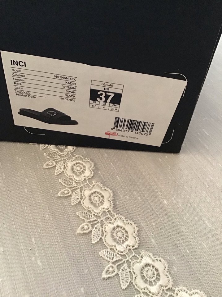İnci Siyah Tokalı Kadın Terlik deri - Görsel 4