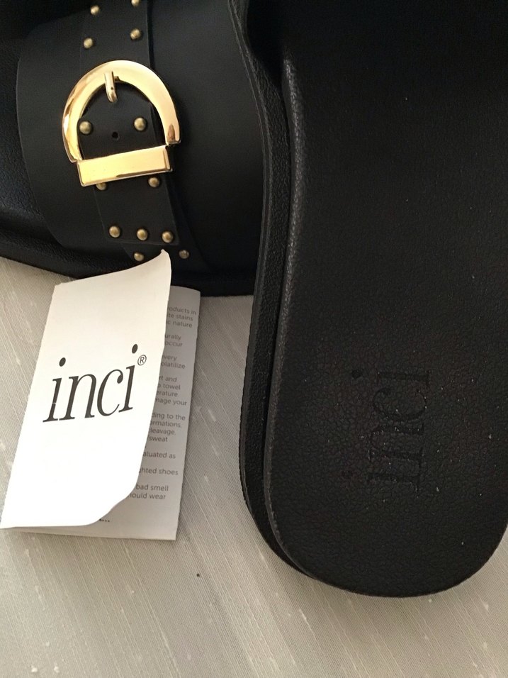 İnci Siyah Tokalı Kadın Terlik deri - Görsel 5