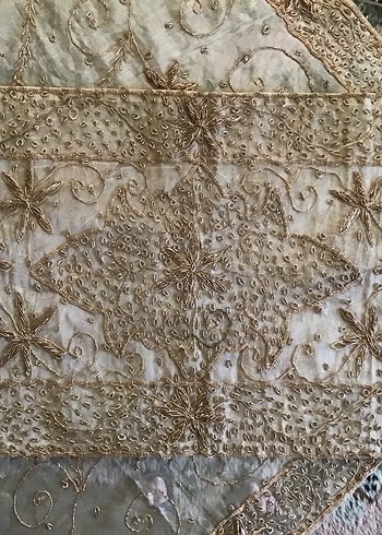 İşlemeli Bej Bohem fiskos masa işin  4 parça - Görsel 7