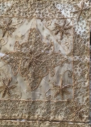 İşlemeli Bej Bohem fiskos masa işin  4 parça - Görsel 5