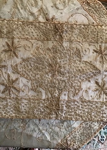 İşlemeli Bej Bohem fiskos masa işin  4 parça - Görsel 3