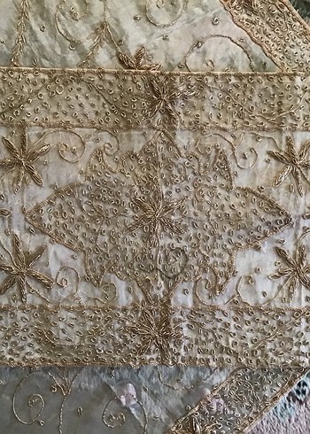 İşlemeli Bej Bohem fiskos masa işin  4 parça - Görsel 8