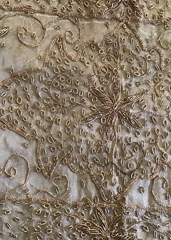 İşlemeli Bej Bohem fiskos masa işin  4 parça - Görsel 4