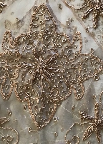 İşlemeli Bej Bohem fiskos masa işin  4 parça - Görsel 10