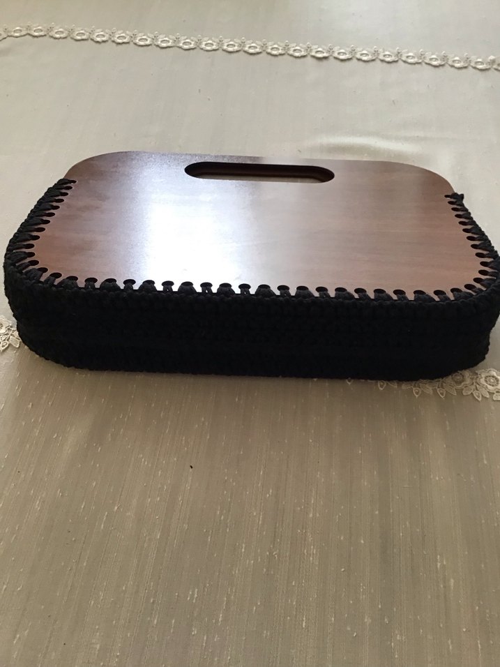 El İşlemeli Gül Desenli Ahşap çanta - Görsel 2