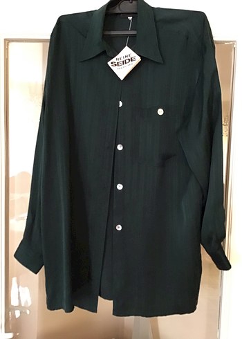 Düğmeli Kadın Gömlek koyu yeşil - Görsel 3