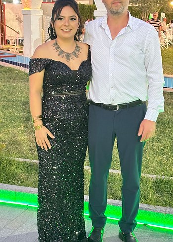 Siyah Payetli Abiye Elbise - Görsel 2