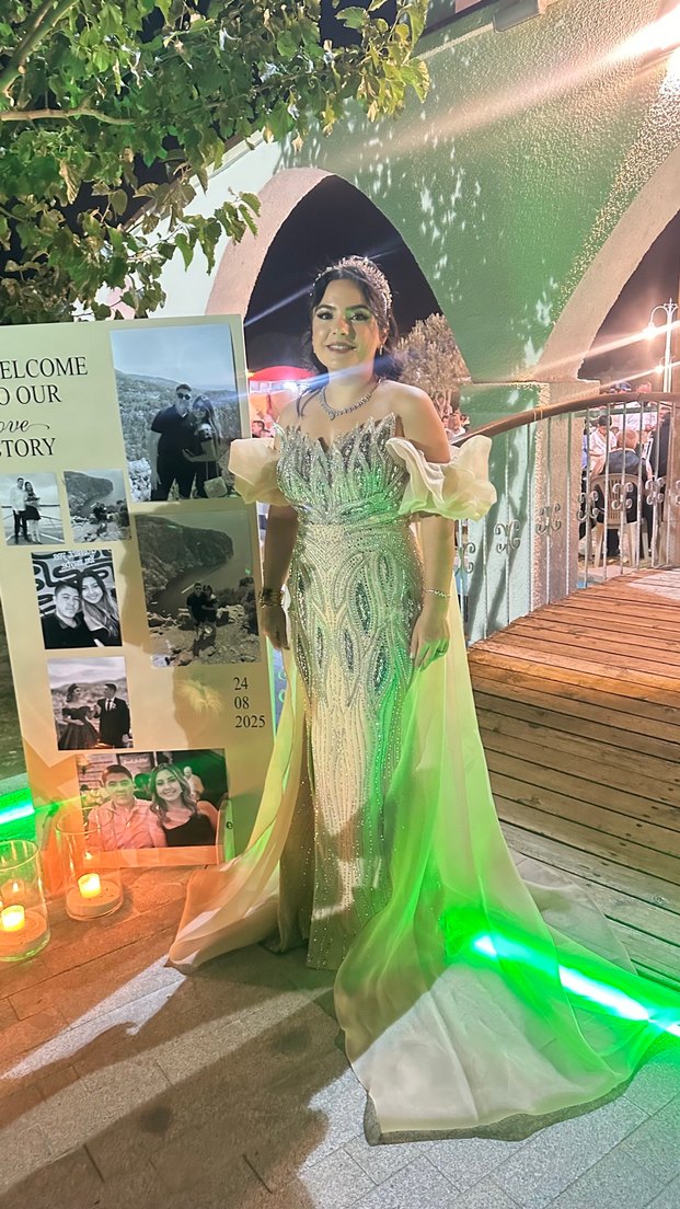 Drapeli Straplez Uzun Gold Abiye Elbise - Görsel 4