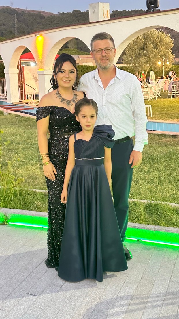 Kız Çocuk Lacivert Drapeli Abiye Elbise - Görsel 2