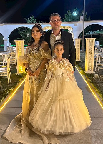 Dantel Detaylı Straplez Çiçekli Bohem Kız Elbisesi - Görsel 4