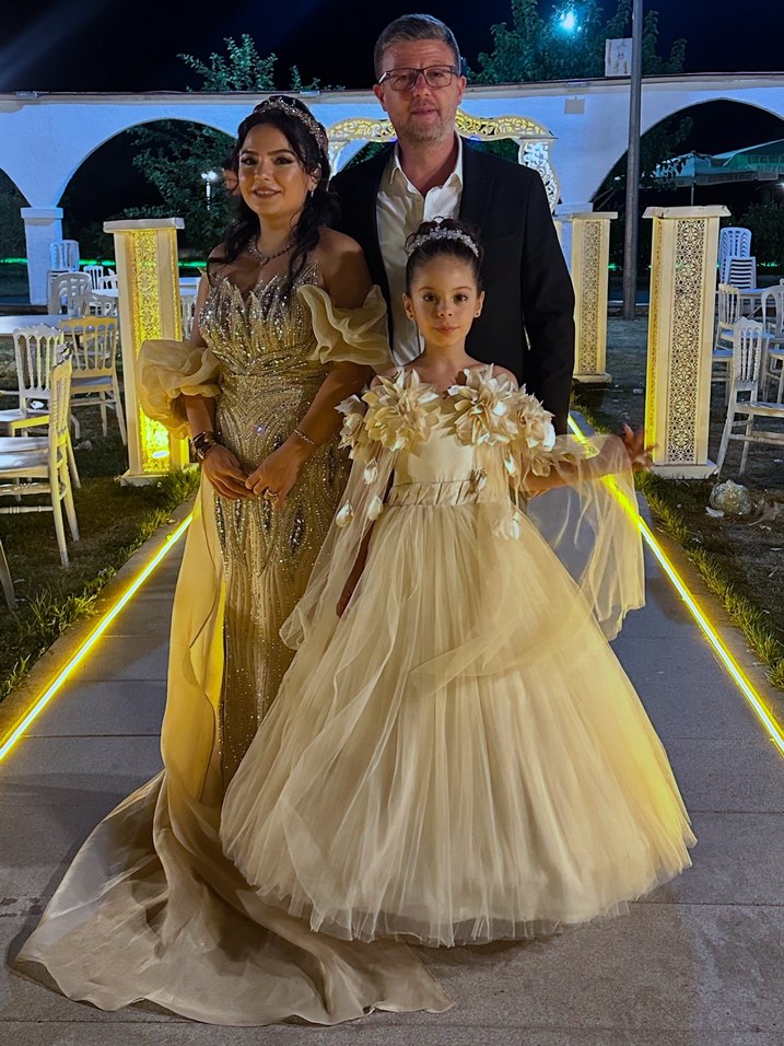 Dantel Detaylı Straplez Çiçekli Bohem Kız Elbisesi - Görsel 3