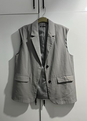 Defacto Sik Gri Kolsuz Blazer Yelek