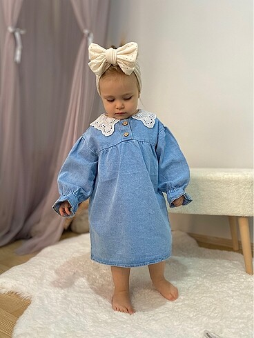 Zara Zara bebe yaka kot elbise