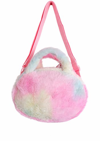 Renkli Nakışlı Kürklü Unicorn Çanta - Görsel 2