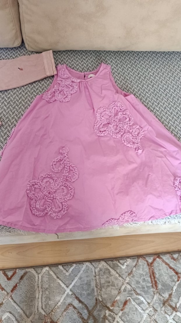 Pembe Dantel İşlemeli Kolsuz Kız Elbisesi Zara - Görsel 2