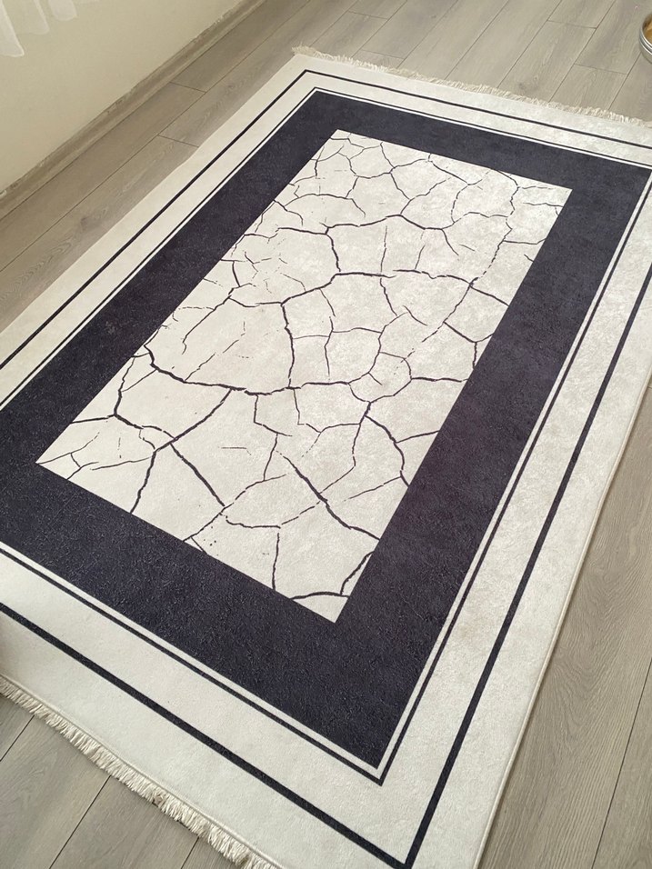 Gri Beyaz Çağdaş Desensiz Halı - Görsel 3