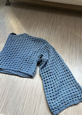 Diğer Mavi Örgü Kadın Triko Uzun Kollu