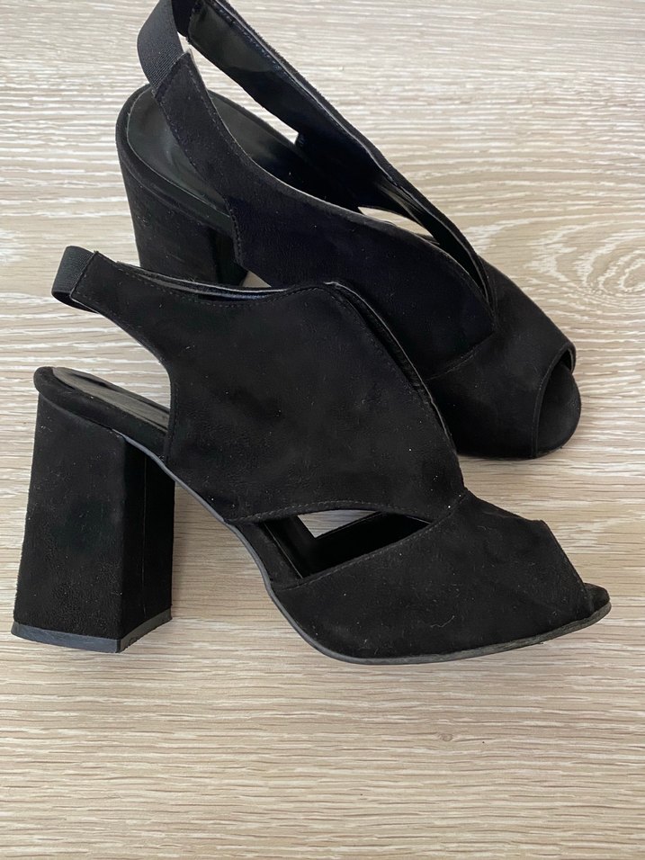 Siyah Süet Platform Topuklu Kadın Ayakkabı - Görsel 4