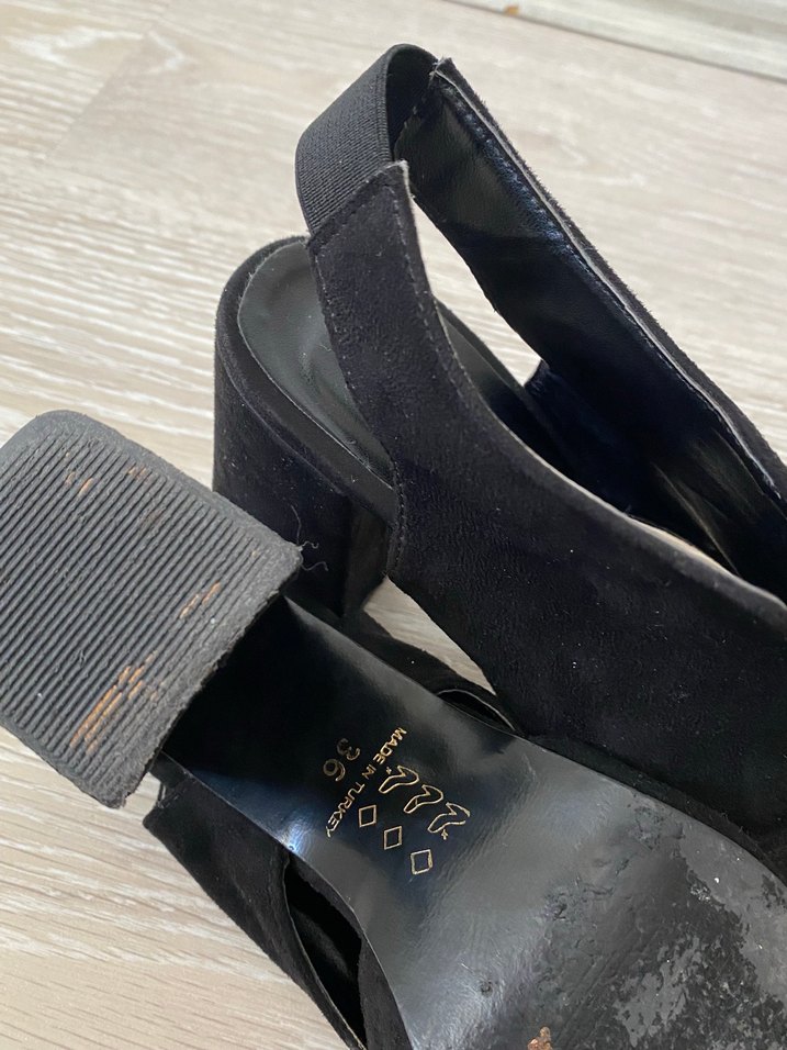 Siyah Süet Platform Topuklu Kadın Ayakkabı - Görsel 5