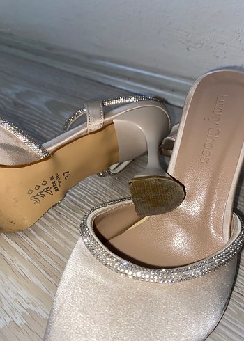 37 Beden Bej Saten Stiletto Topuklu Kadın Ayakkabı