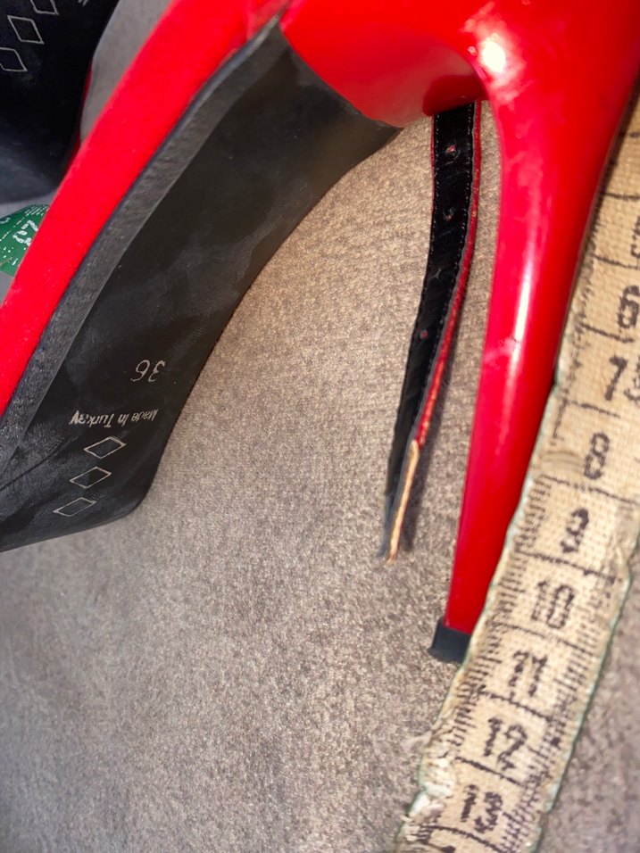 Kırmızı Süet Tokalı Stiletto Topuklu Ayakkabı - Görsel 5