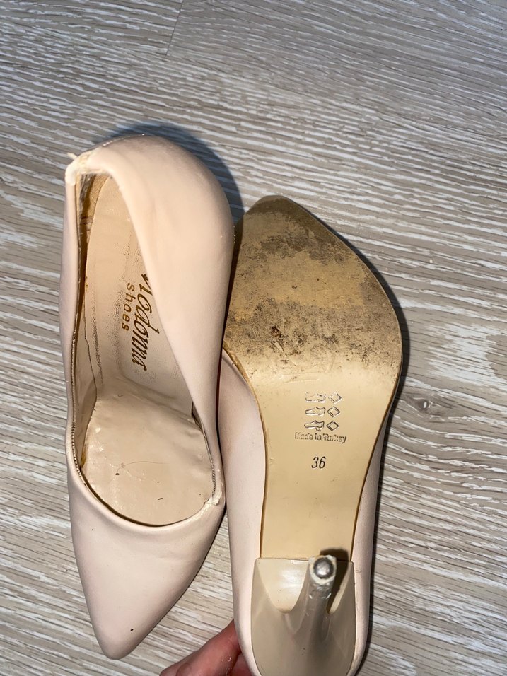 Bej Deri Stiletto Topuklu Kadın Ayakkabı - Görsel 2