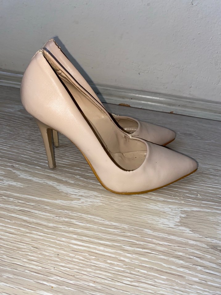 Bej Deri Stiletto Topuklu Kadın Ayakkabı - Görsel 4