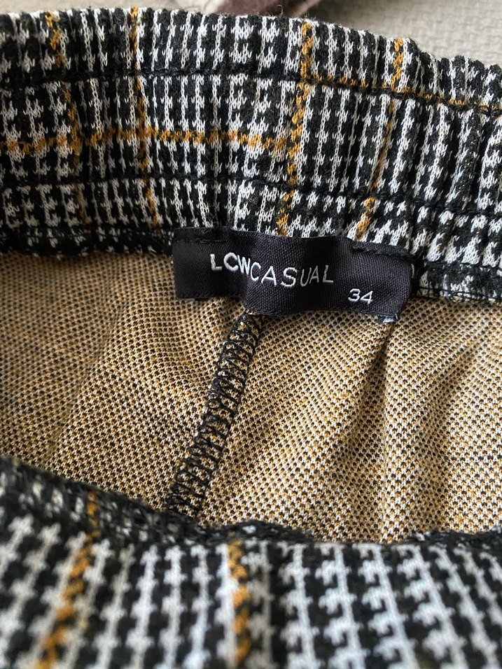 Kadın Gri Kareli Kumaş Pantolon - Görsel 3