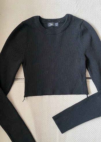 Siyah Kadın Kalın Triko Sweatshirt