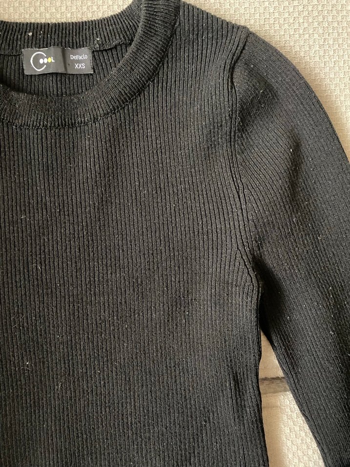 Siyah Kadın Kalın Triko Sweatshirt - Görsel 2