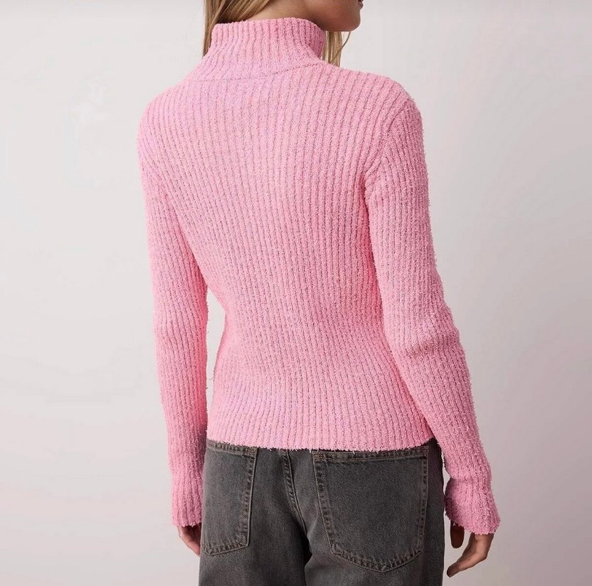 Pembe Örgü Kadın Hırka - Görsel 3