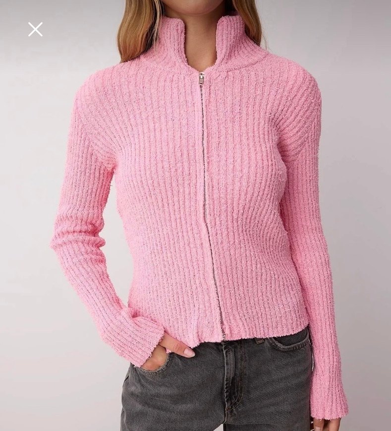 Pembe Örgü Kadın Hırka - Görsel 2