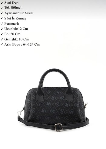 Siyah Desenli Tokalı Kadın Çanta - Görsel 3