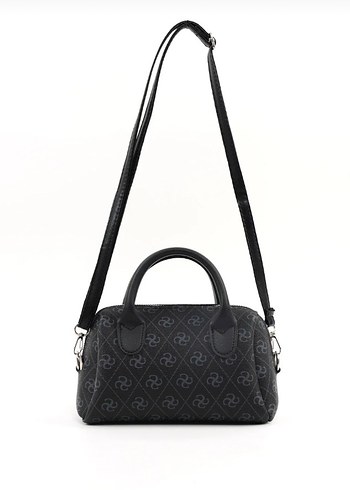 Siyah Desenli Tokalı Kadın Çanta - Görsel 4