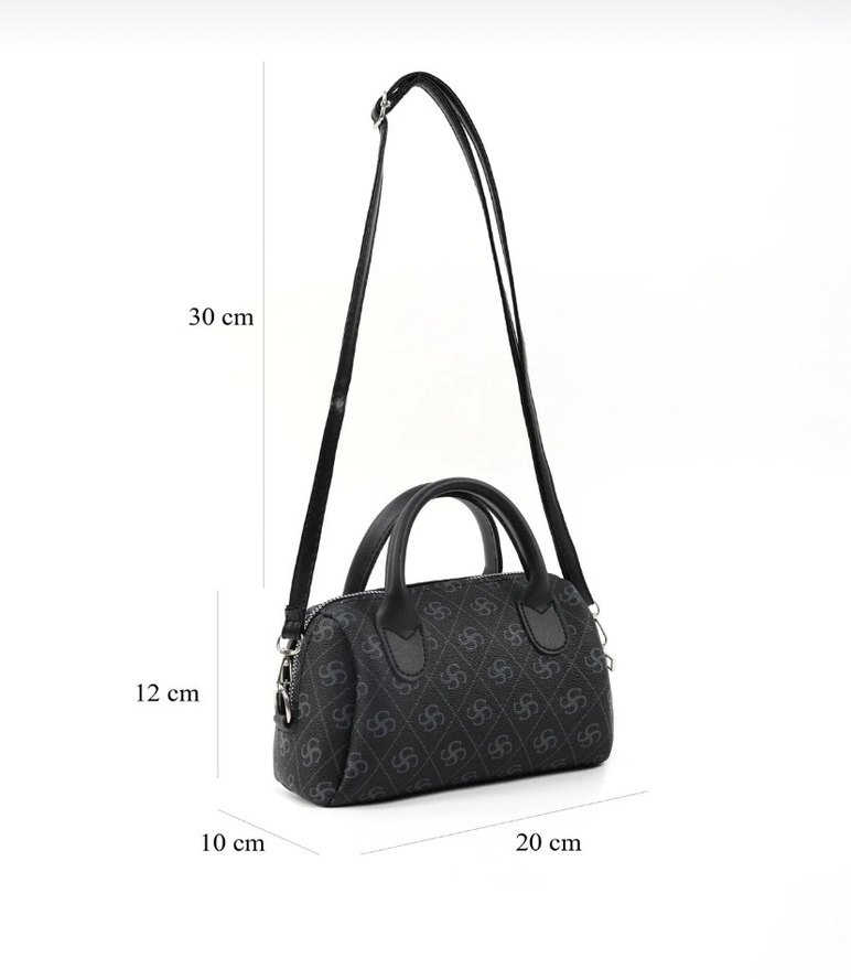 Siyah Desenli Tokalı Kadın Çanta - Görsel 2