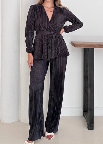 Gri Piliseli Kadın Ofis Takımı - Görsel 4