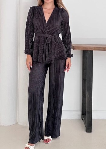 Gri Piliseli Kadın Ofis Takımı - Görsel 2