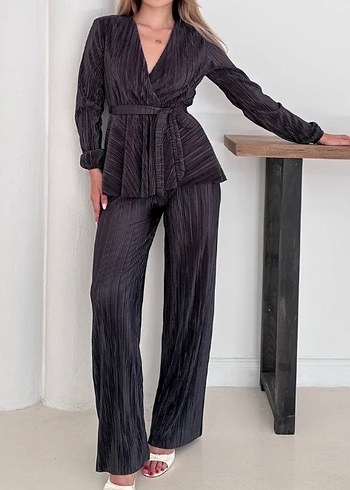 Gri Piliseli Kadın Ofis Takımı - Görsel 6