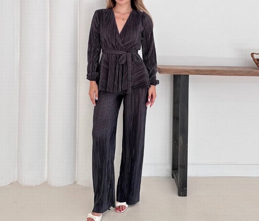 Gri Piliseli Kadın Ofis Takımı - Görsel 2