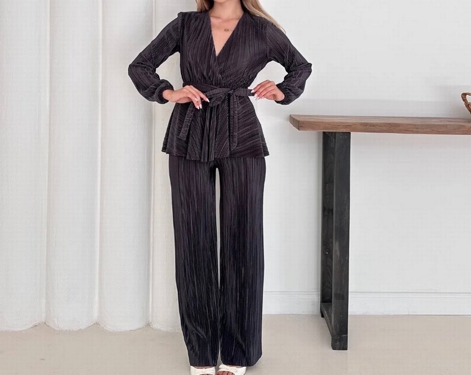 Gri Piliseli Kadın Ofis Takımı - Görsel 3