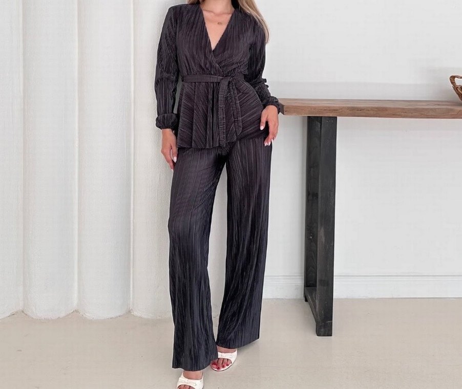 Gri Piliseli Kadın Ofis Takımı - Görsel 5