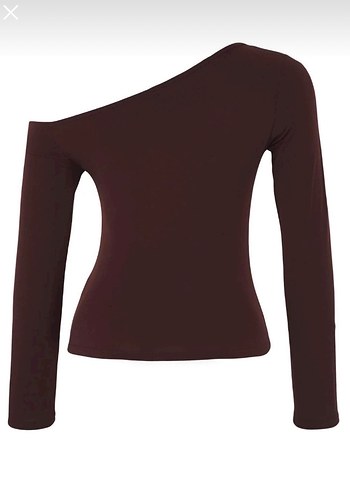 Kahverengi Tek Omuzlu Tokalı Kadın Bluz - Görsel 4