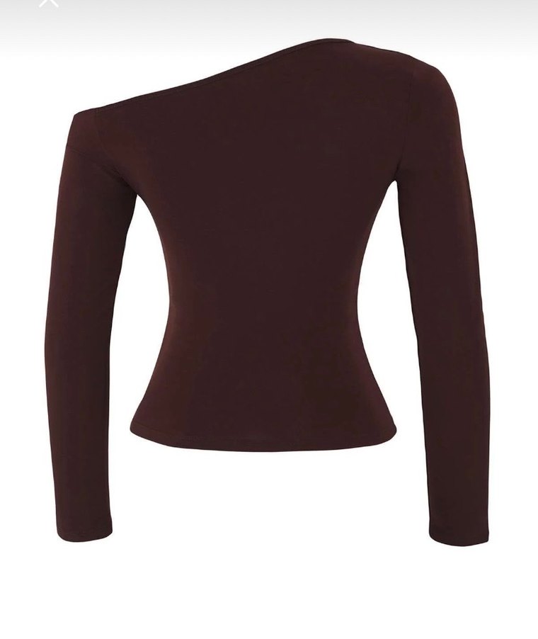 Kahverengi Tek Omuzlu Tokalı Kadın Bluz - Görsel 2