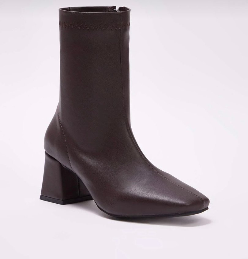 Kahverengi Deri Kadın Topuklu Bot - Görsel 2